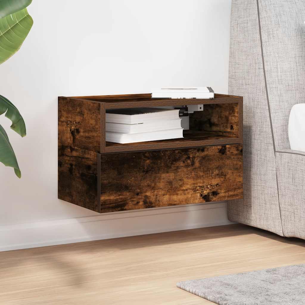 vidaXL Wall-mounted Bedside Cabinet Smoked Oak 45x26x28.5 cm
