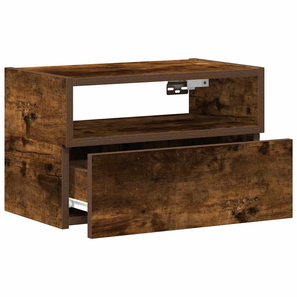vidaXL Wall-mounted Bedside Cabinet Smoked Oak 45x26x28.5 cm
