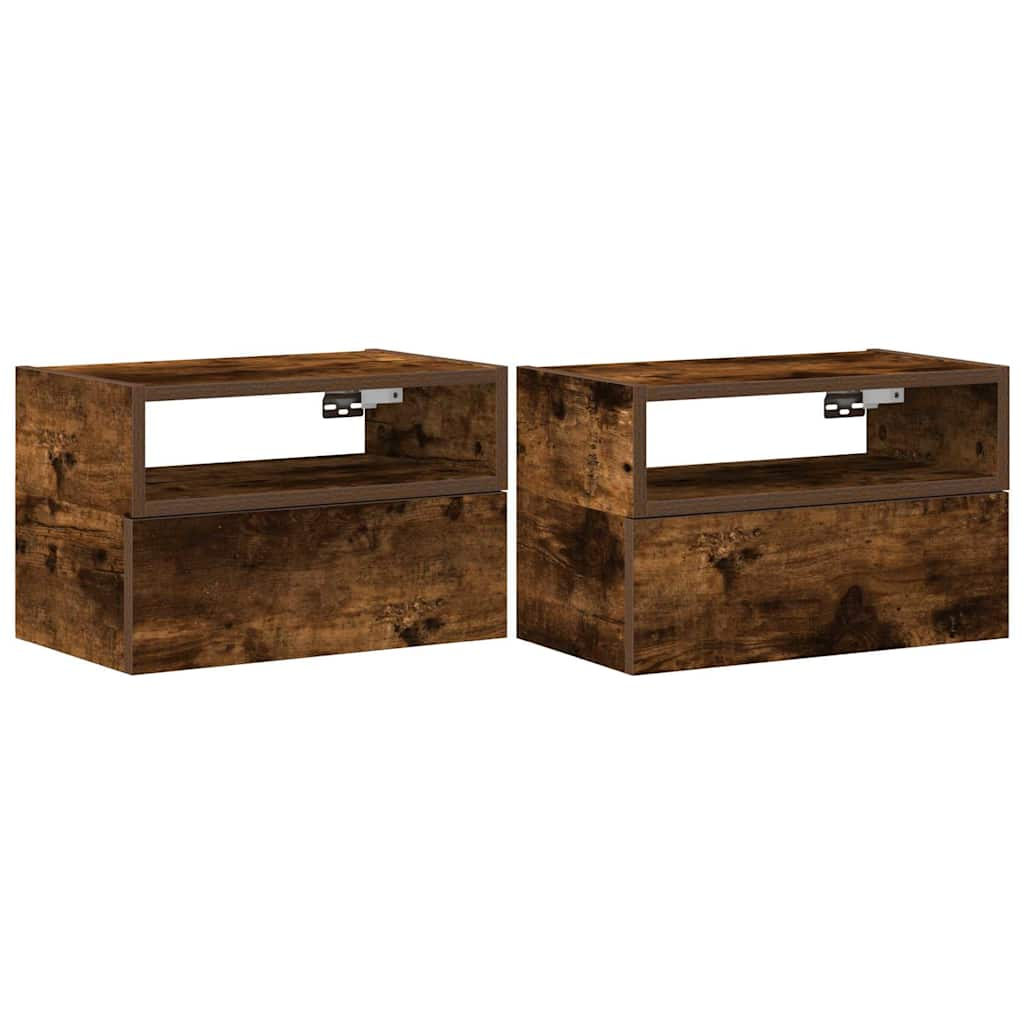 vidaXL Wall-mounted Bedside Cabinets 2 pcs Smoked Oak 45x26x28.5 cm