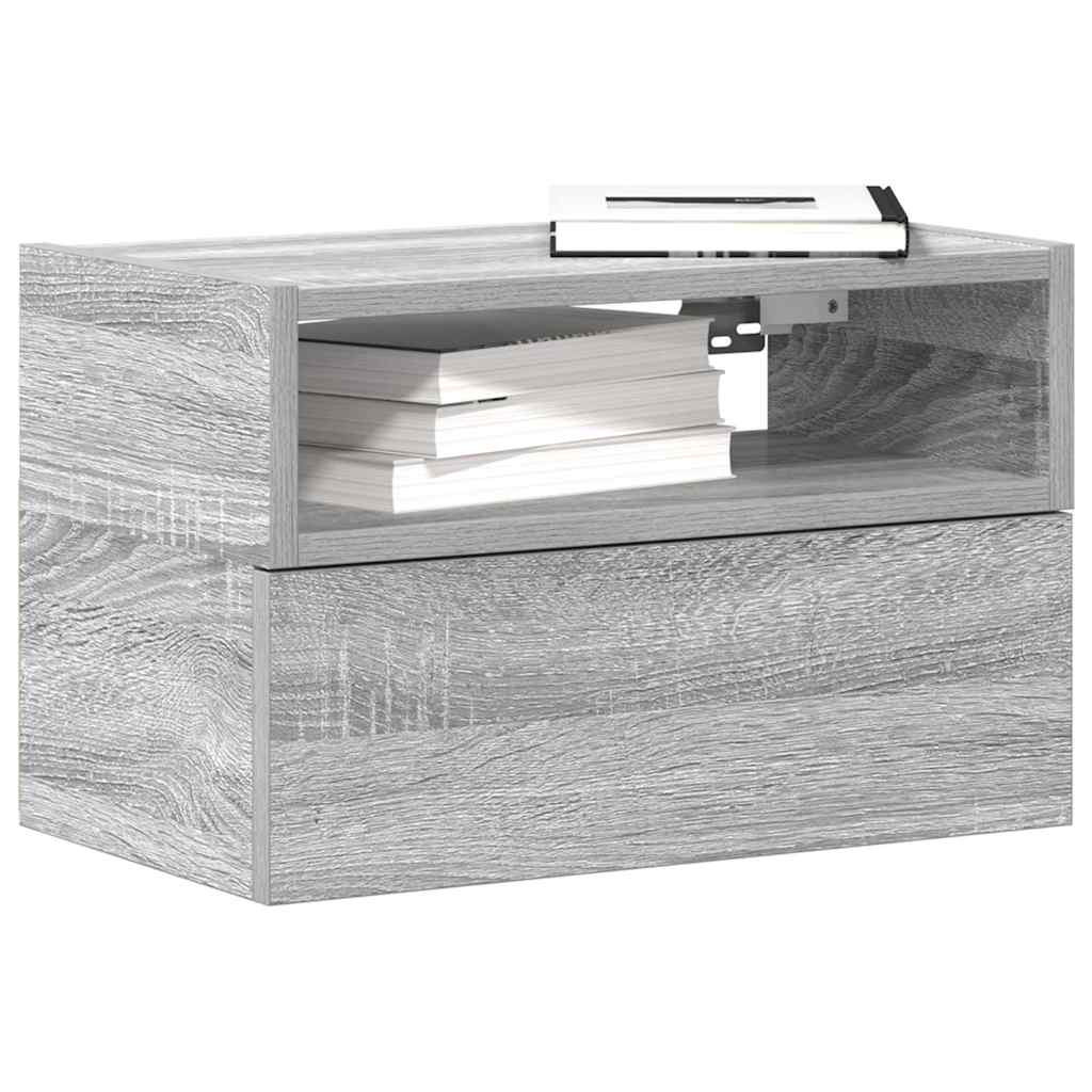 vidaXL Wall-mounted Bedside Cabinet Grey Sonoma 45x26x28.5 cm