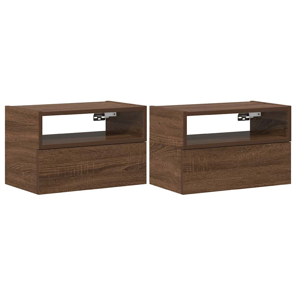 vidaXL Wall-mounted Bedside Cabinets 2 pcs Brown Oak 45x26x28.5 cm