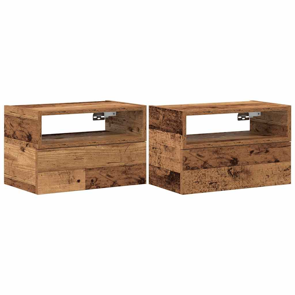 vidaXL Wall-mounted Bedside Cabinets 2 pcs Old Wood 45x26x28.5 cm