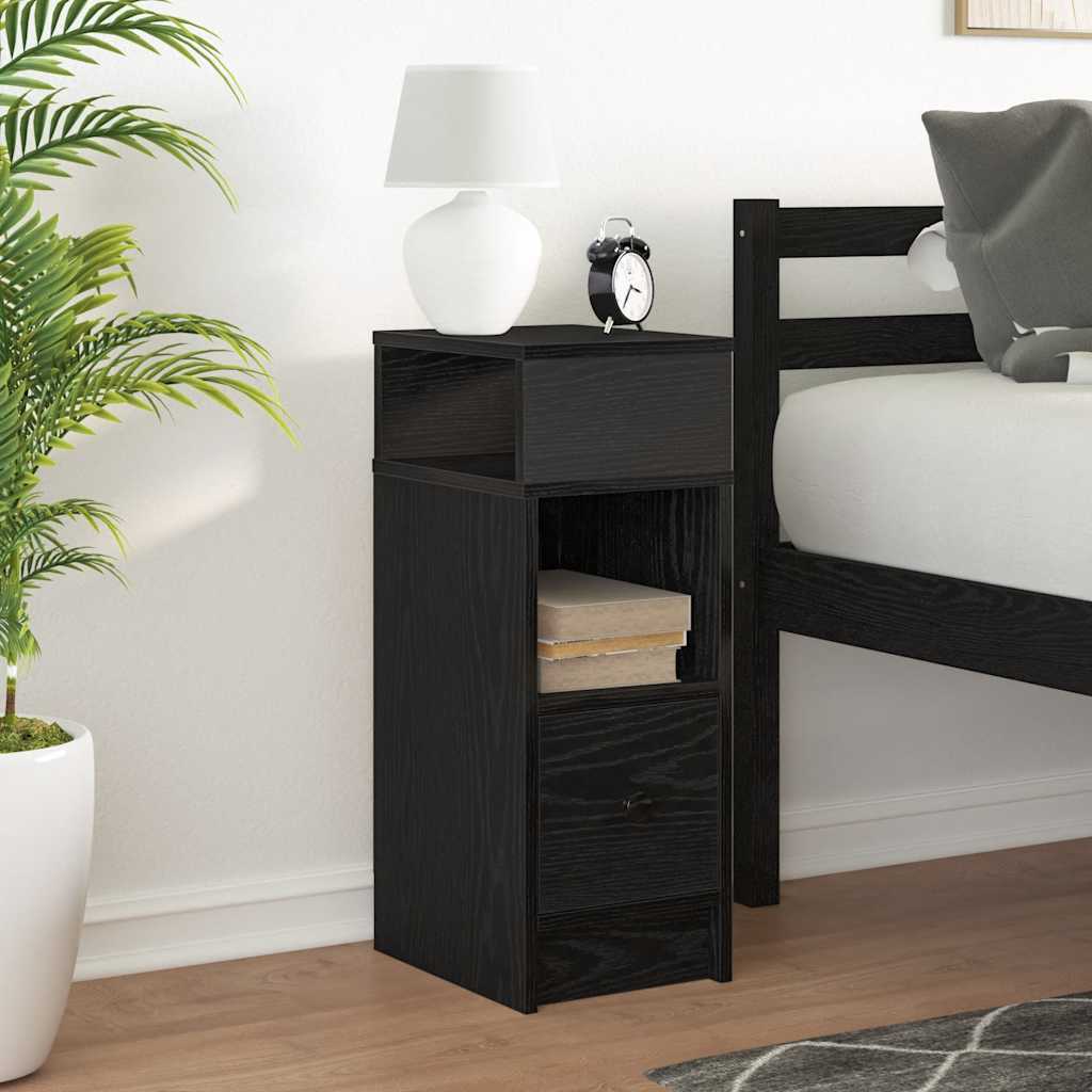 vidaXL Bedside Cabinet with Drawer Black 25x31x66 cm