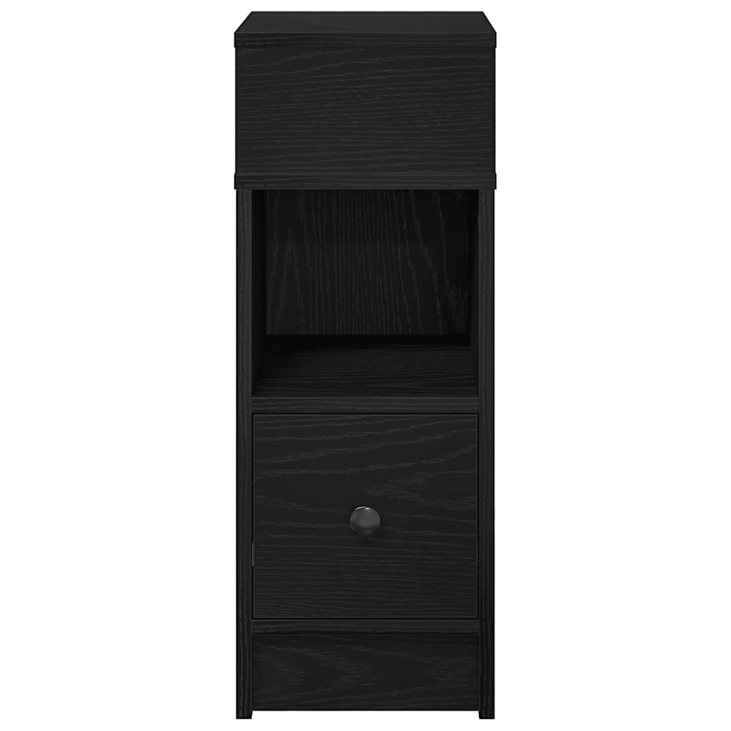 vidaXL Bedside Cabinet with Drawer Black 25x31x66 cm