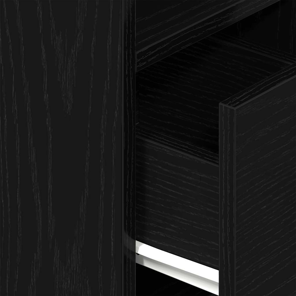 vidaXL Bedside Cabinet with Drawer Black 25x31x66 cm