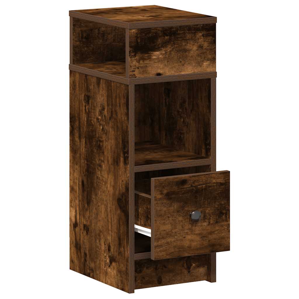 Bedside Cabinets 2 pcs with Drawer Smoked Oak 25x31x66 cm