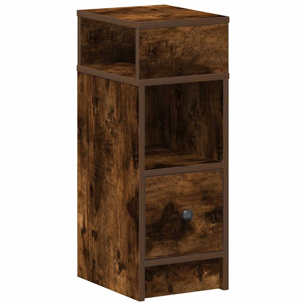 Bedside Cabinets 2 pcs with Drawer Smoked Oak 25x31x66 cm