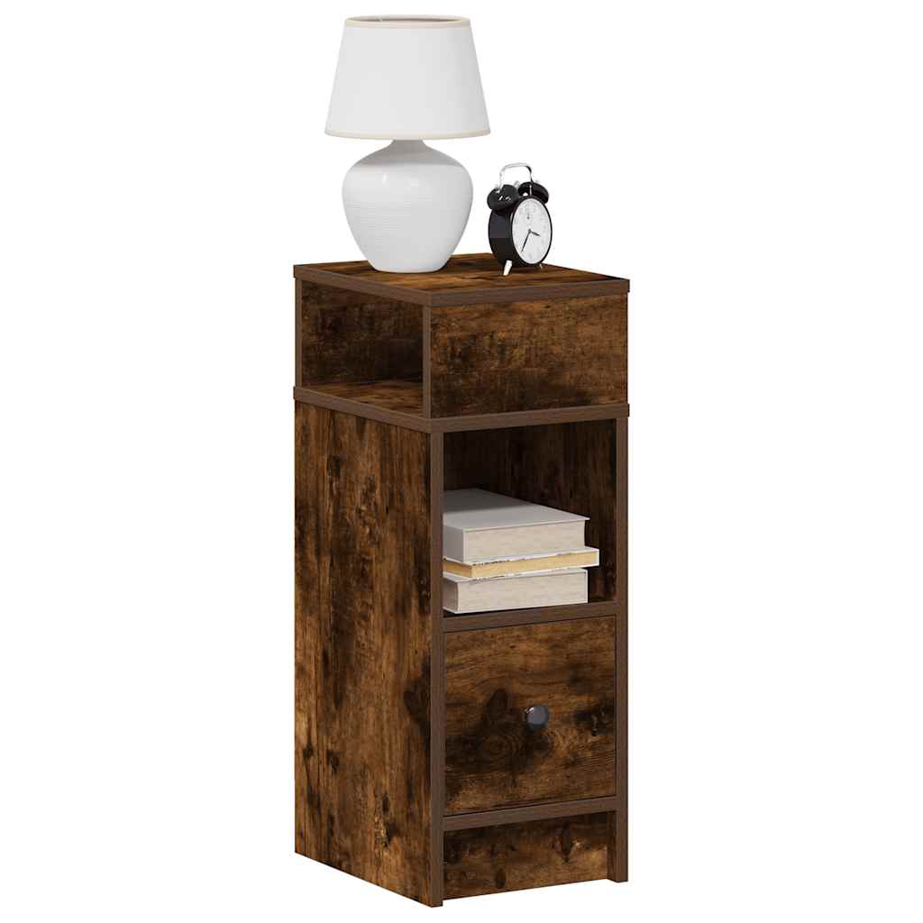 Bedside Cabinets 2 pcs with Drawer Smoked Oak 25x31x66 cm