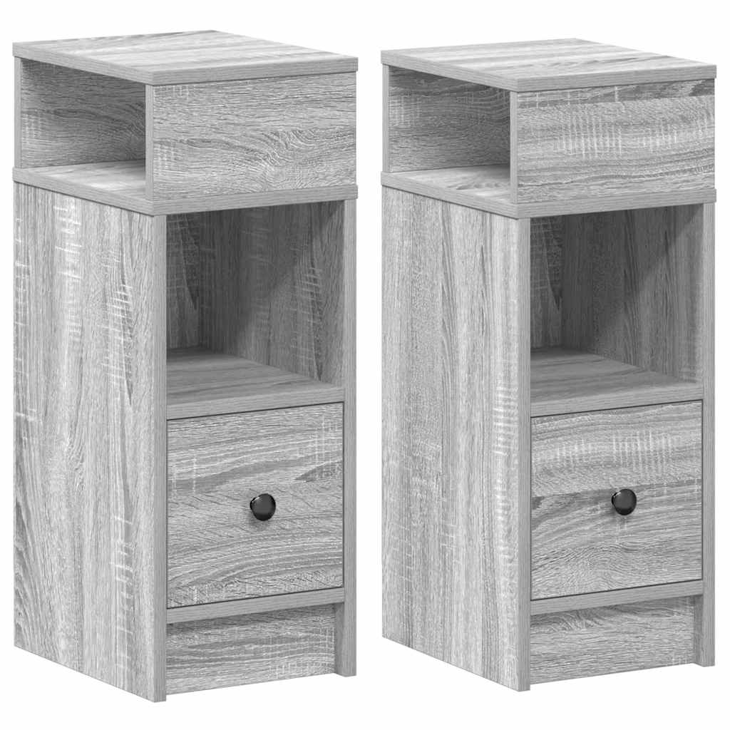 Bedside Cabinets 2 pcs with Drawer Grey Sonoma 25x31x66 cm