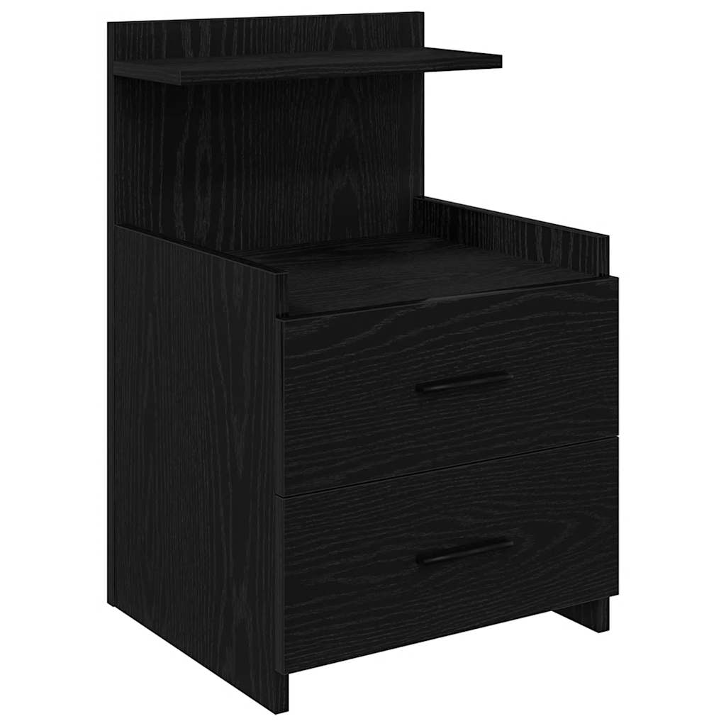 Bedside Cabinet with 2 Drawers Black 40x36.5x62 cm