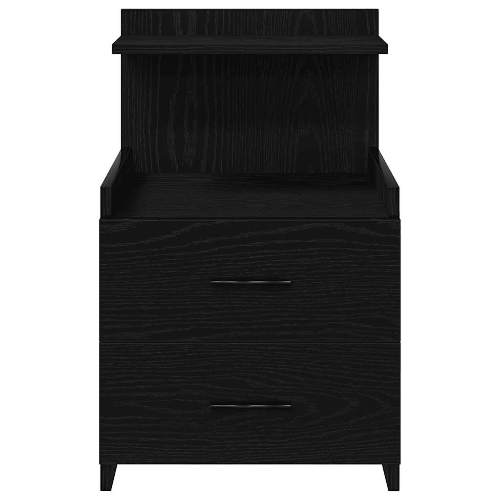 Bedside Cabinet with 2 Drawers Black 40x36.5x62 cm