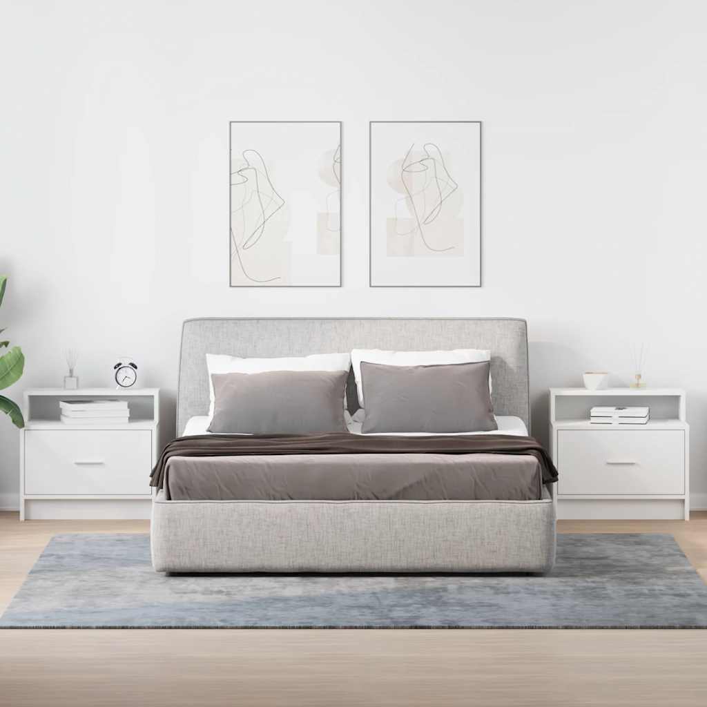 vidaXL Bedside Cabinets with Drawer 2 pcs White 51x31x47 cm