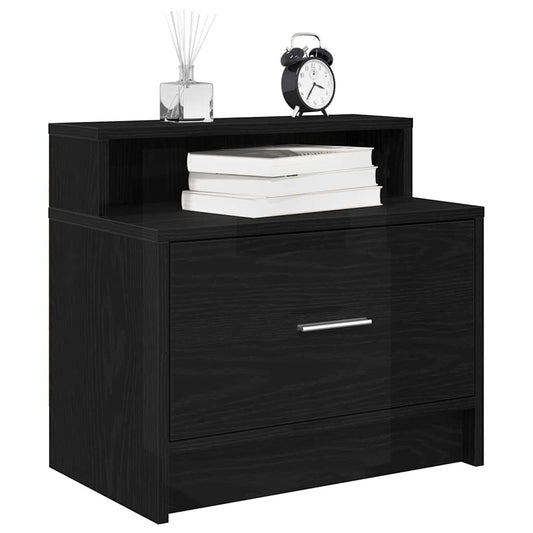 vidaXL Bedside Cabinets with Drawer 2 pcs Black Oak 51x31x47 cm