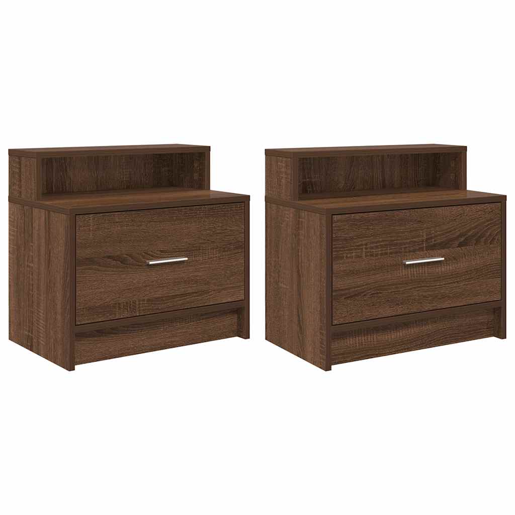 vidaXL Bedside Cabinets with Drawer 2 pcs Brown Oak 51x31x47 cm