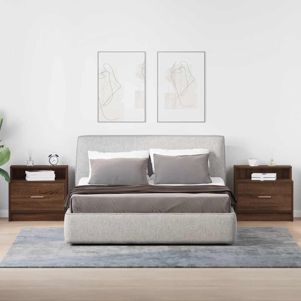 vidaXL Bedside Cabinets with Drawer 2 pcs Brown Oak 51x31x47 cm