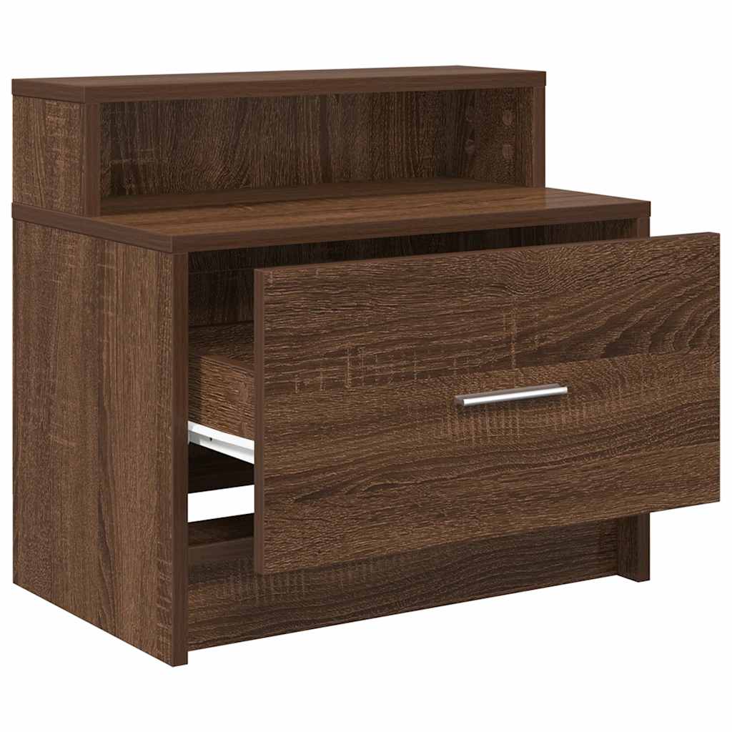 vidaXL Bedside Cabinets with Drawer 2 pcs Brown Oak 51x31x47 cm