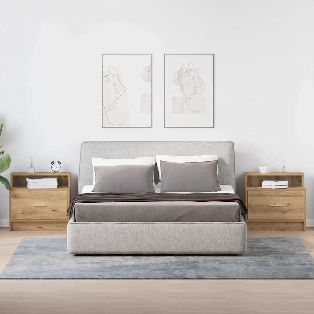 vidaXL Bedside Cabinets with Drawer 2 pcs Artisan Oak 51x31x47 cm