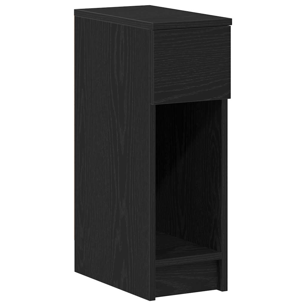 Bedside Cabinet with Drawer Black Oak 20x36x60 cm
