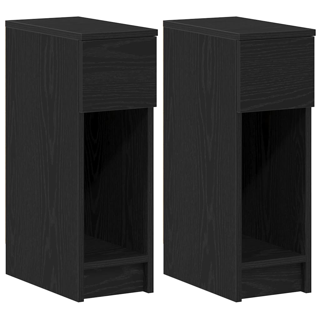 vidaXL Bedside Cabinets with Drawer 2 pcs Black Oak 20x36x60 cm