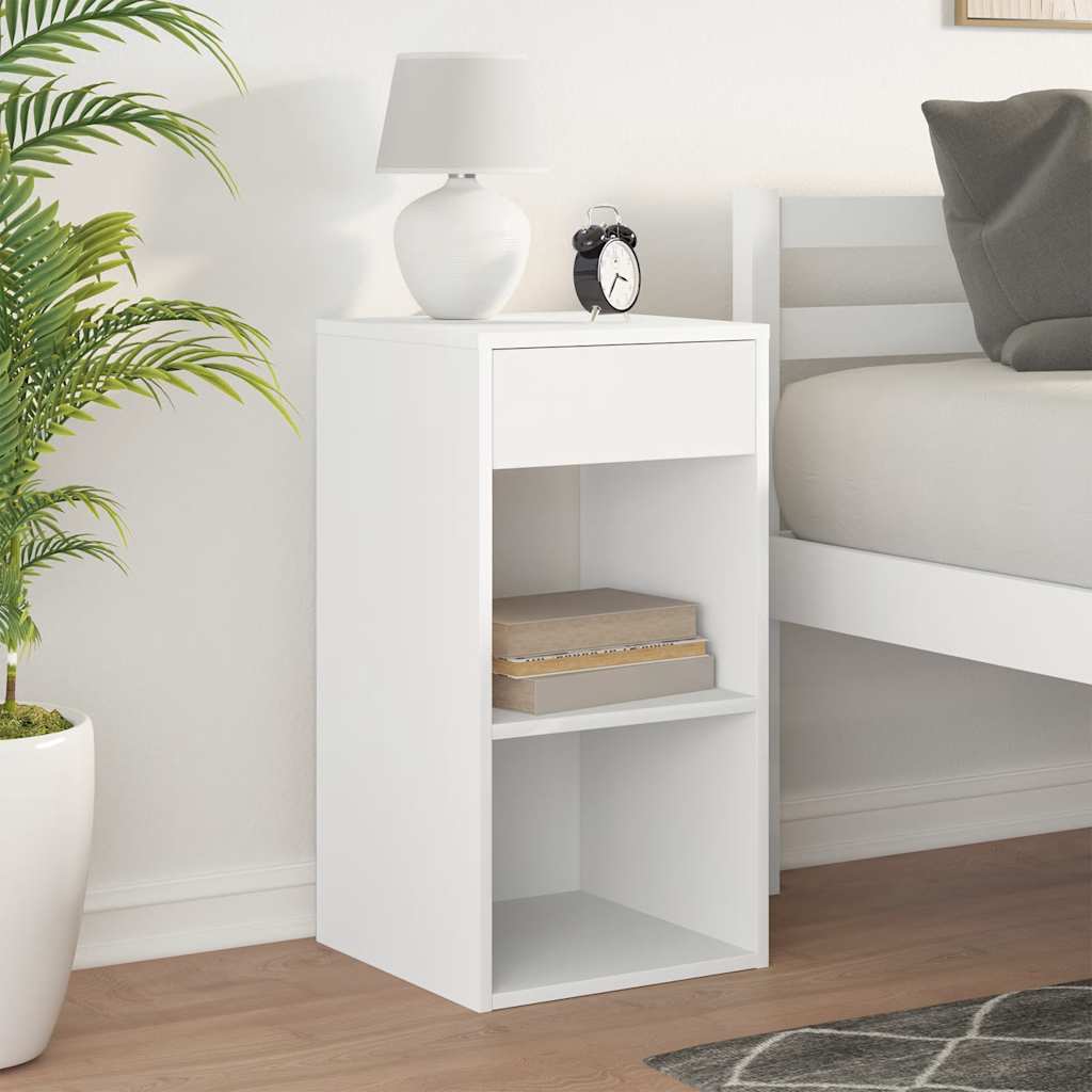 vidaXL Bedside Cabinet with Drawer White 35x34x66.5 cm