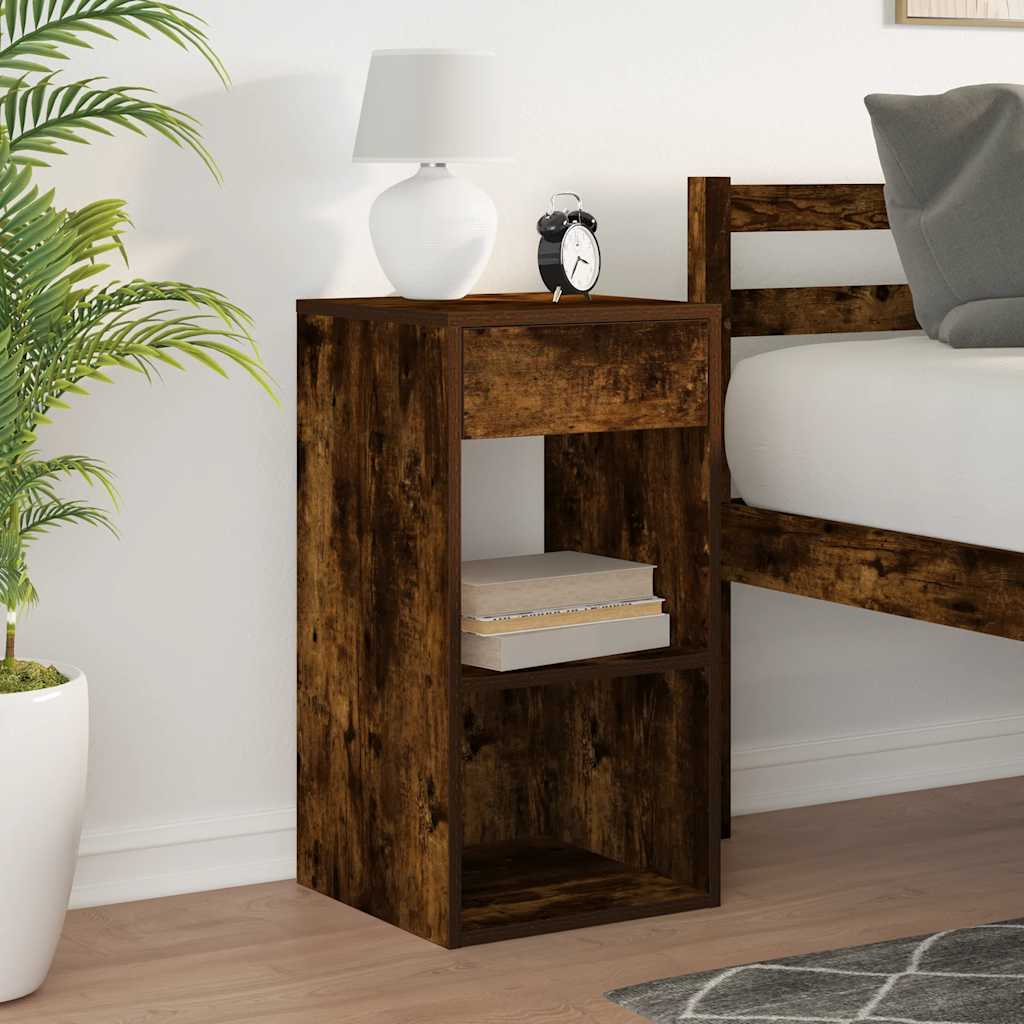 vidaXL Bedside Cabinet with Drawer Smoked Oak 35x34x66.5 cm
