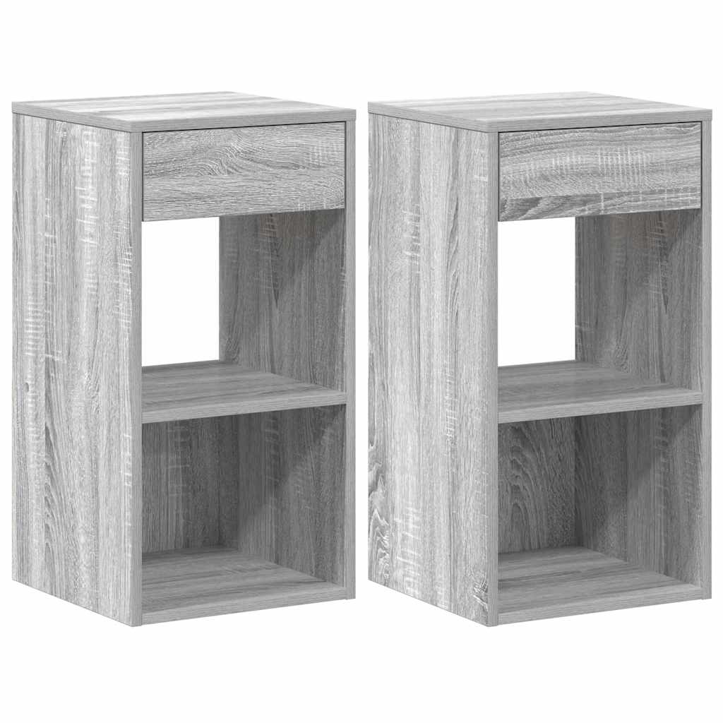 vidaXL Bedside Cabinets with Drawer 2 pcs Grey Sonoma 35x34x66.5 cm
