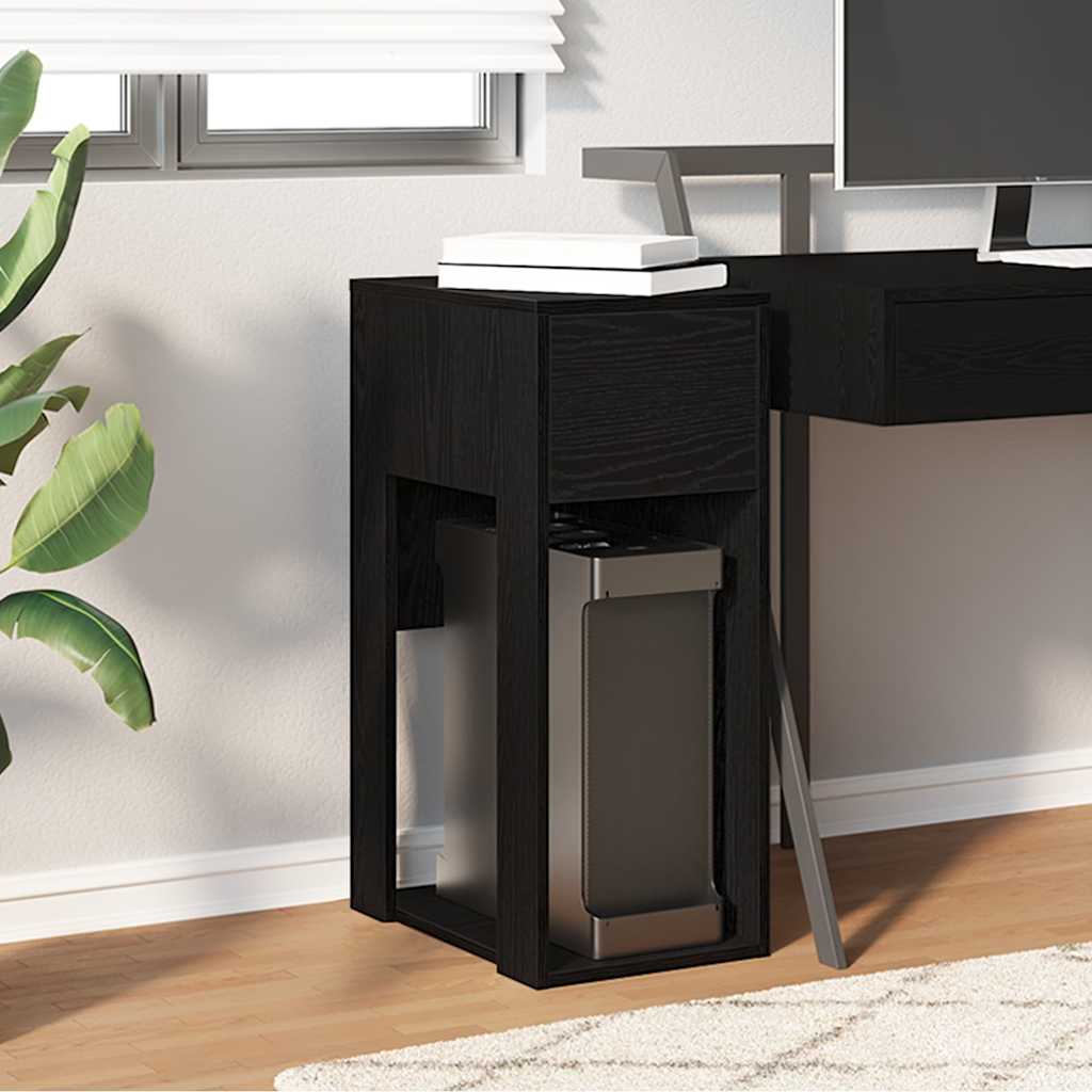 vidaXL Computer Tower Stand with Drawer Black 30x44x74 cm