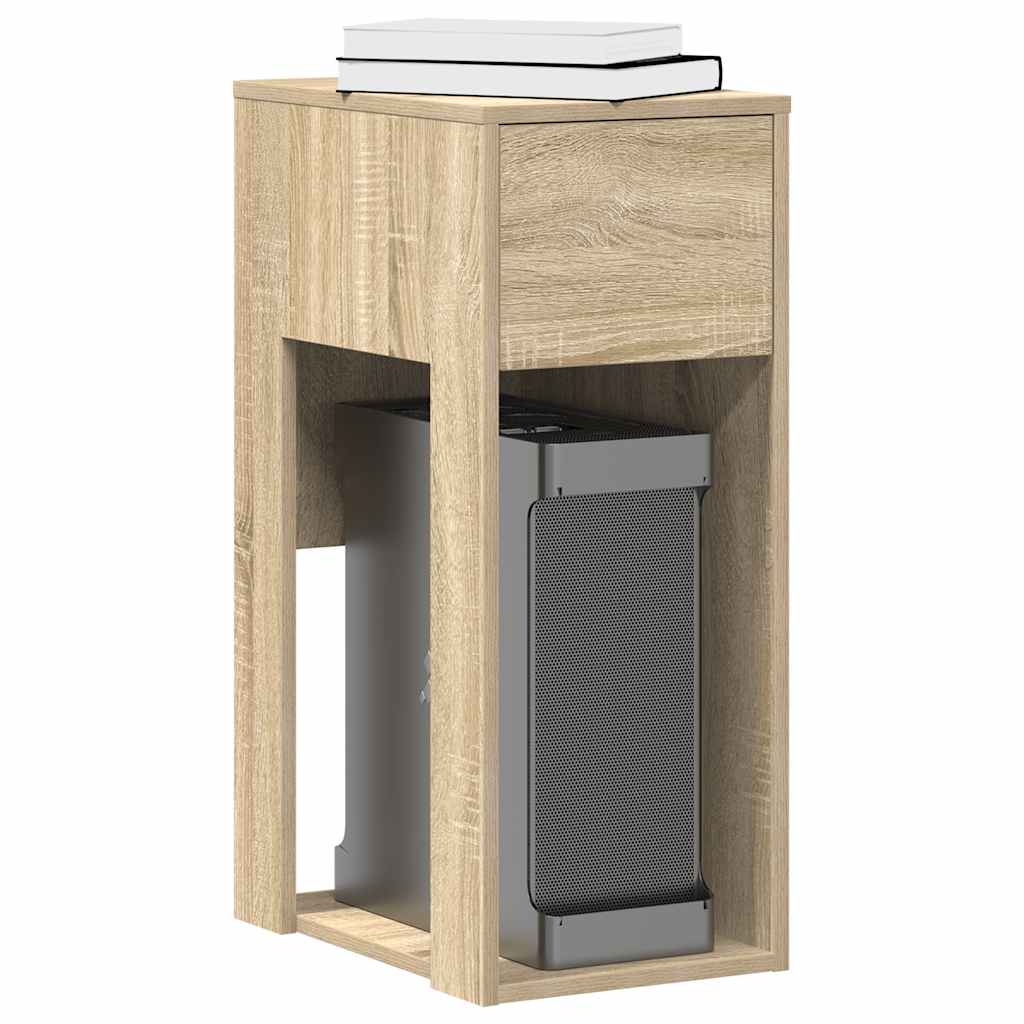 vidaXL Computer Tower Stand with Drawer Sonoma Oak 30x44x74 cm