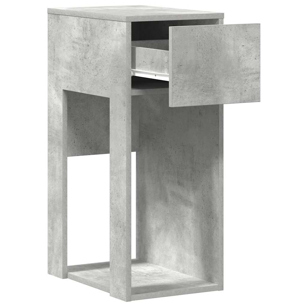 vidaXL Computer Tower Stand with Drawer Concrete Grey 30x44x74 cm