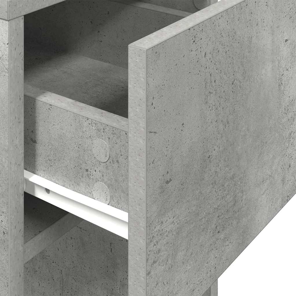 vidaXL Computer Tower Stand with Drawer Concrete Grey 30x44x74 cm