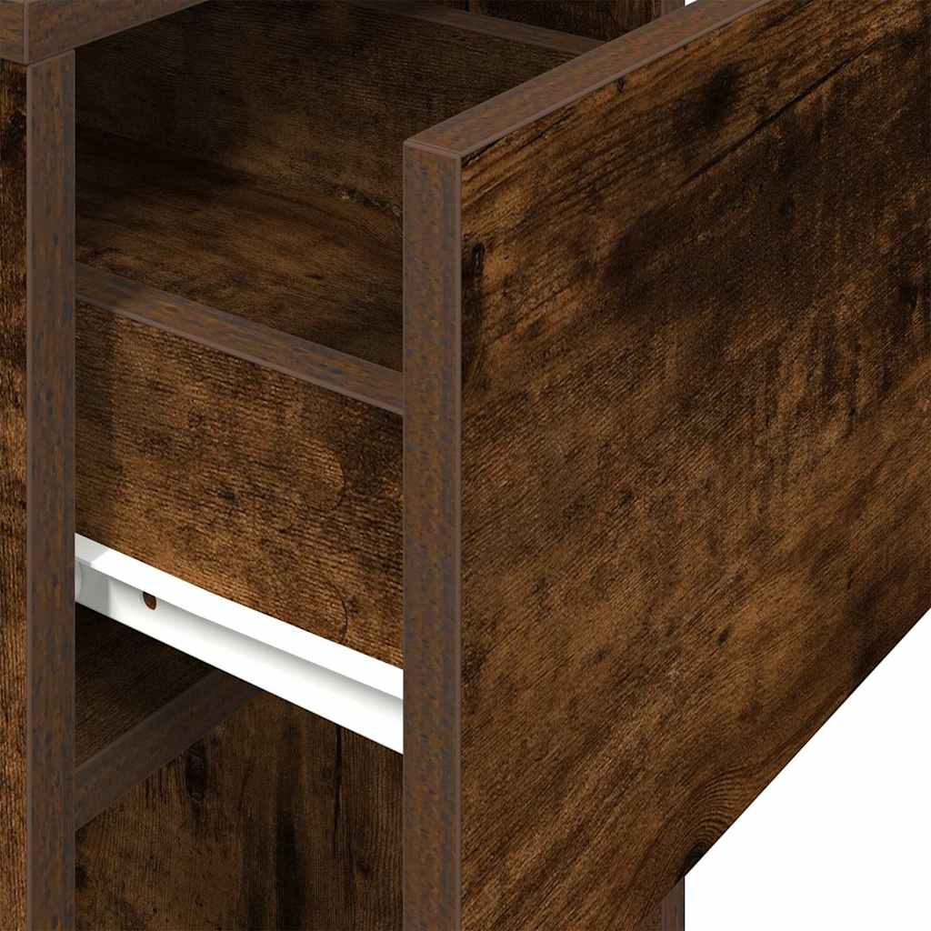 vidaXL Computer Tower Stand with Drawer Smoked Oak 30x44x74 cm