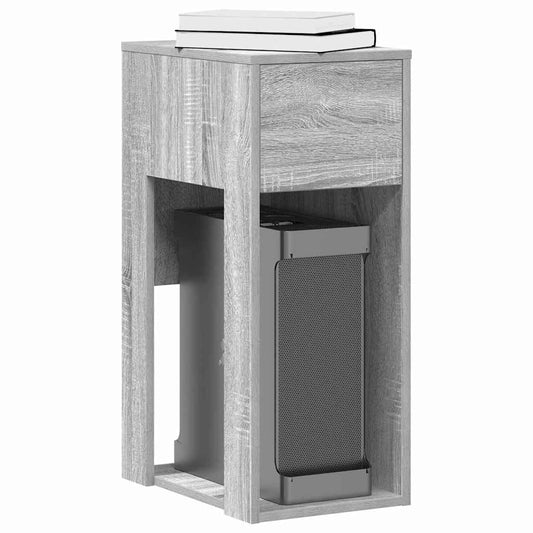 vidaXL Computer Tower Stand with Drawer Grey Sonoma 30x44x74 cm