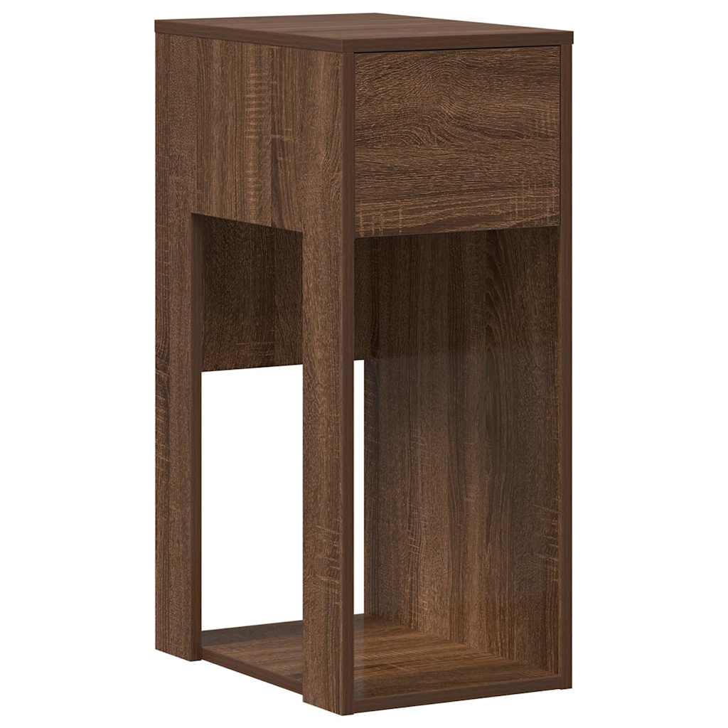 vidaXL Computer Tower Stand with Drawer Brown Oak 30x44x74 cm