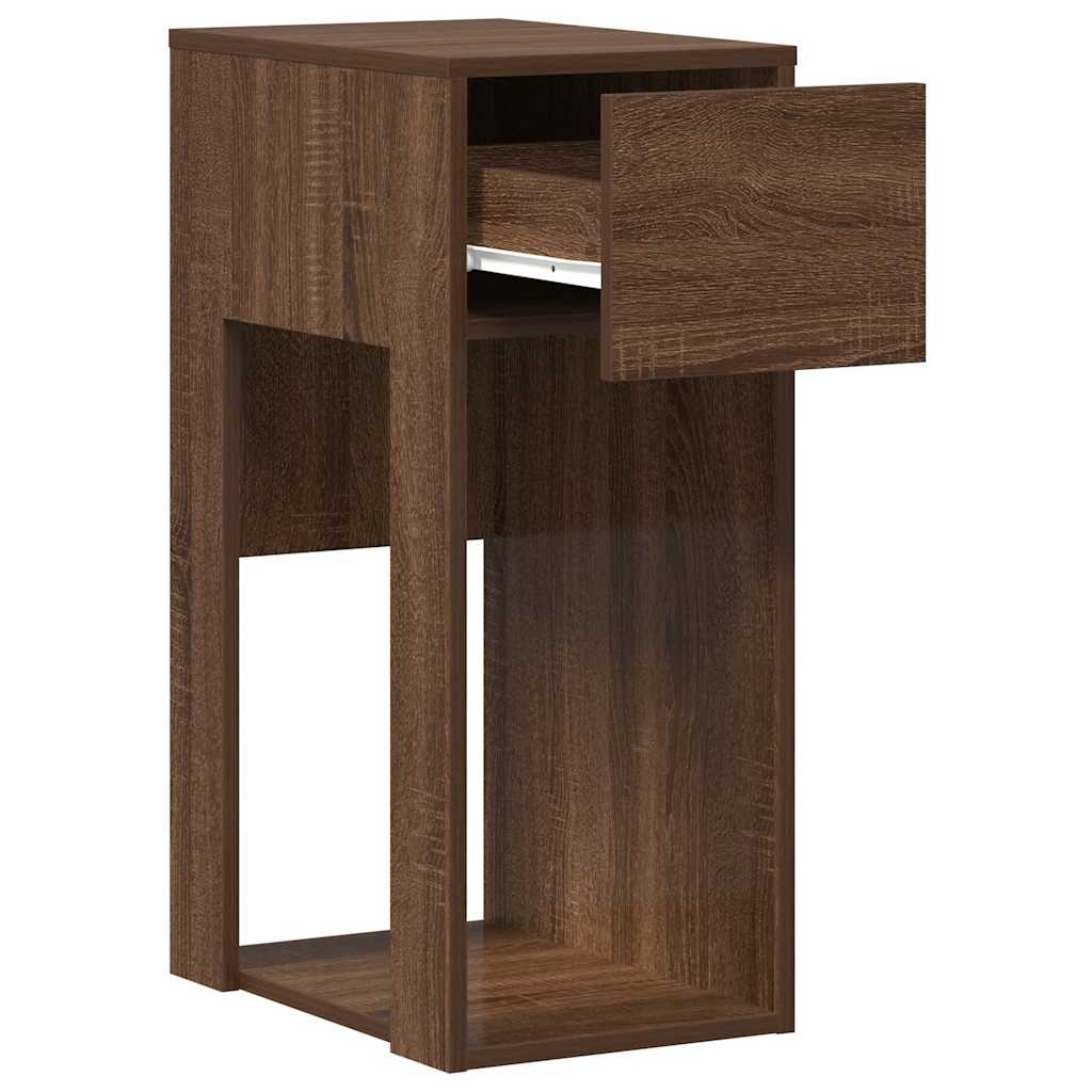 vidaXL Computer Tower Stand with Drawer Brown Oak 30x44x74 cm