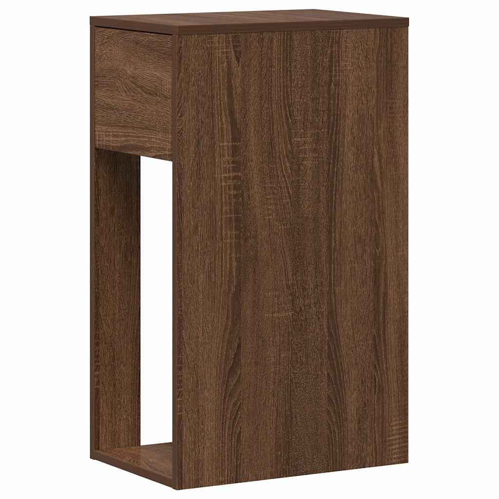 vidaXL Computer Tower Stand with Drawer Brown Oak 30x44x74 cm