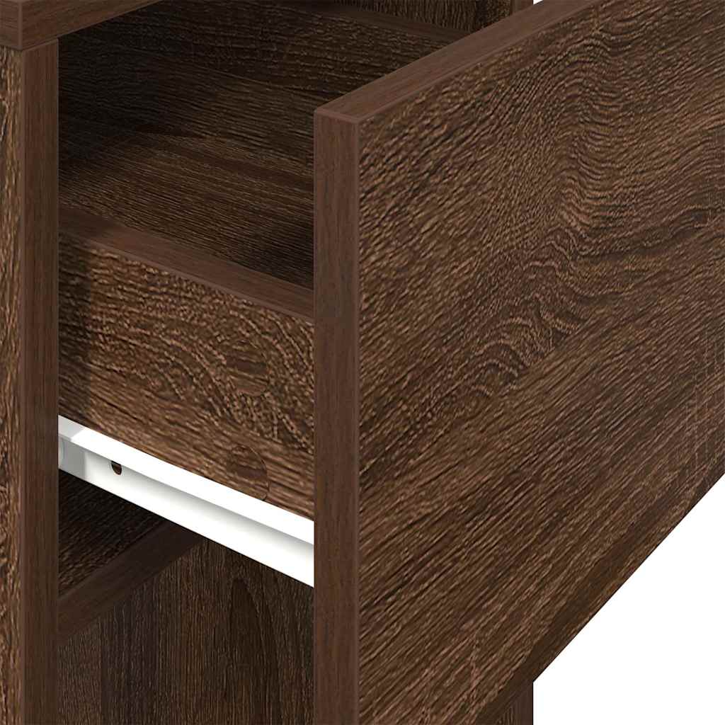 vidaXL Computer Tower Stand with Drawer Brown Oak 30x44x74 cm