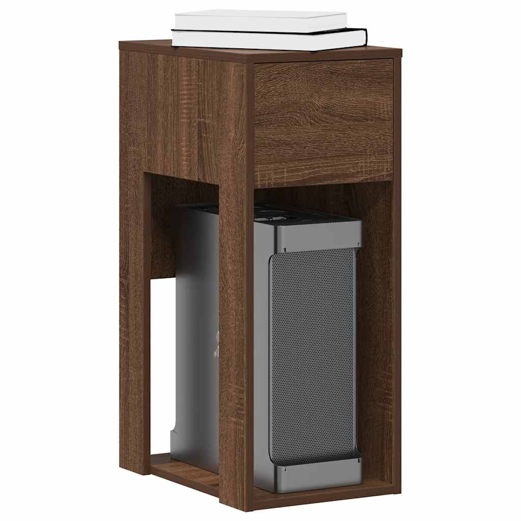 vidaXL Computer Tower Stand with Drawer Brown Oak 30x44x74 cm