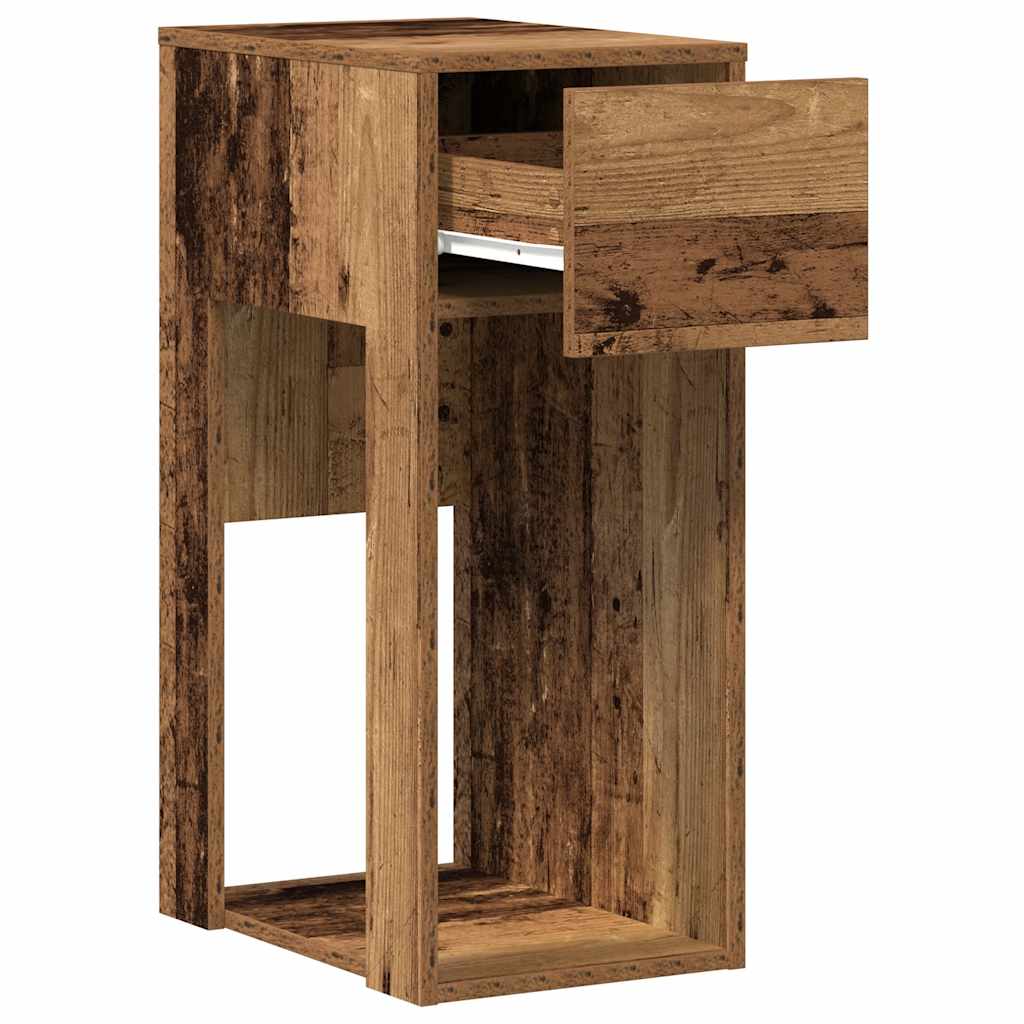 vidaXL Computer Tower Stand with Drawer Old Wood 30x44x74 cm