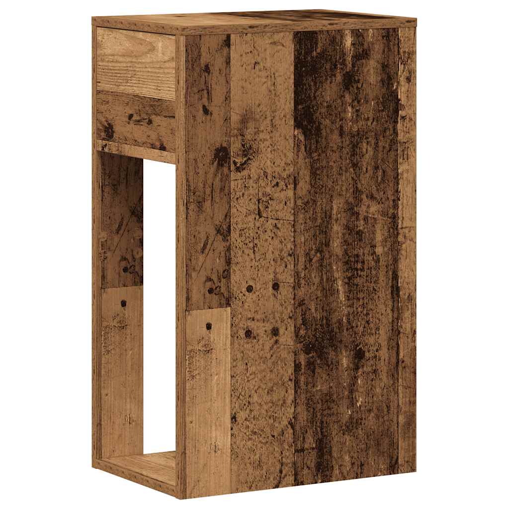 vidaXL Computer Tower Stand with Drawer Old Wood 30x44x74 cm