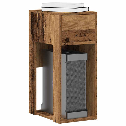 vidaXL Computer Tower Stand with Drawer Old Wood 30x44x74 cm