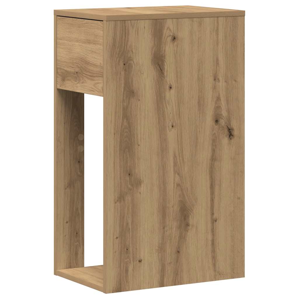 vidaXL Computer Tower Stand with Drawer Artisan Oak 30x44x74 cm