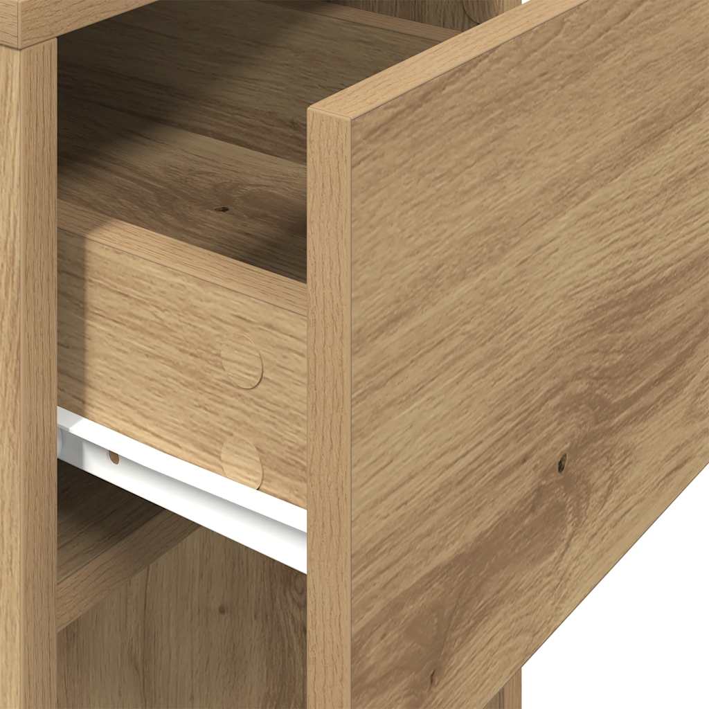 vidaXL Computer Tower Stand with Drawer Artisan Oak 30x44x74 cm