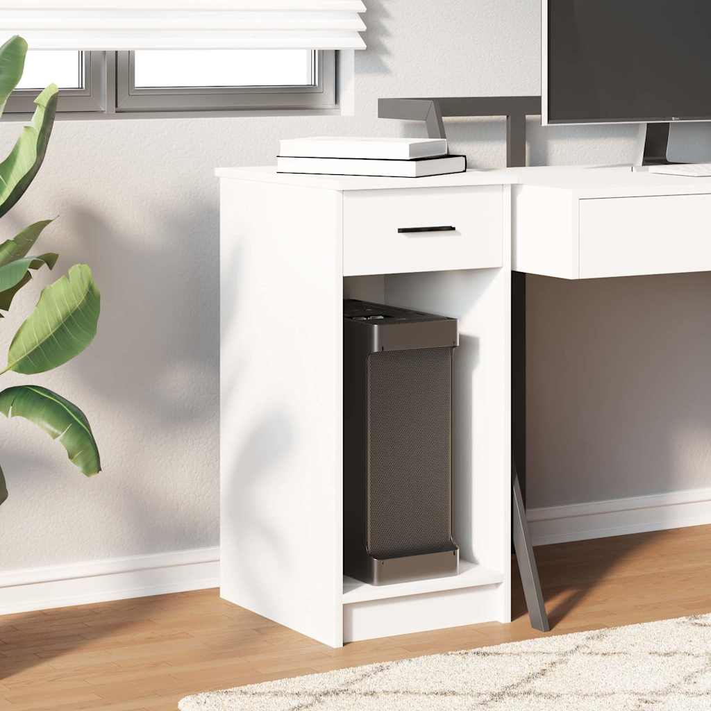 vidaXL Computer Tower Stand with Drawer White 35x45x77 cm