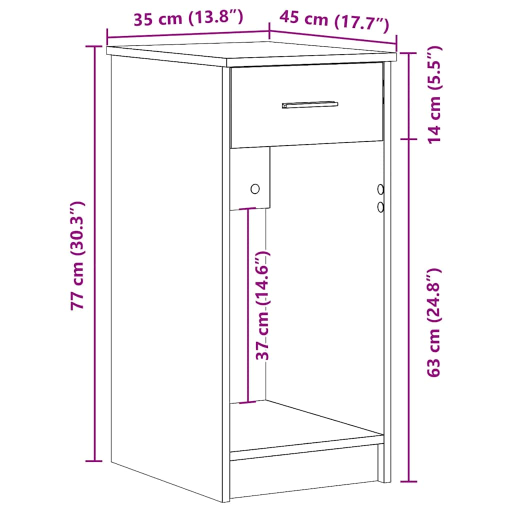 vidaXL Computer Tower Stand with Drawer White 35x45x77 cm