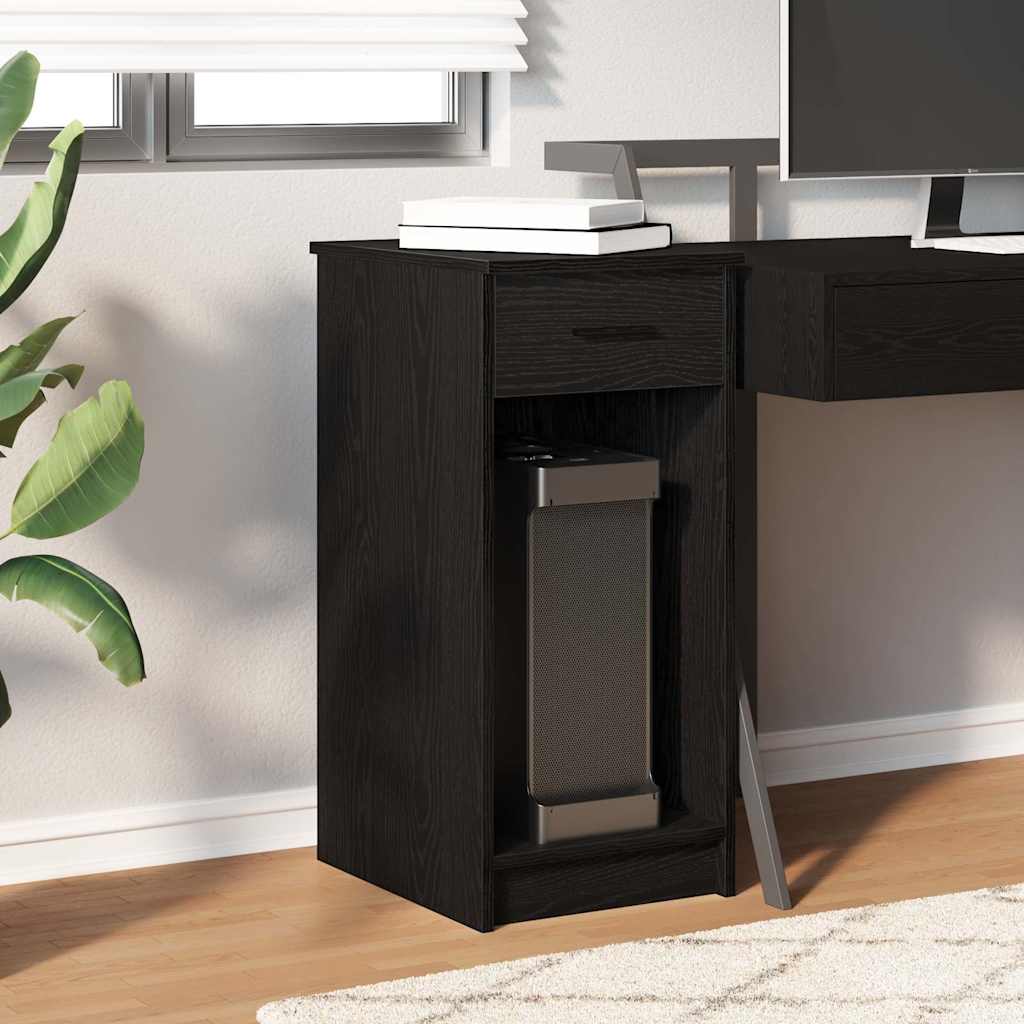 vidaXL Computer Tower Stand with Drawer Black 35x45x77 cm