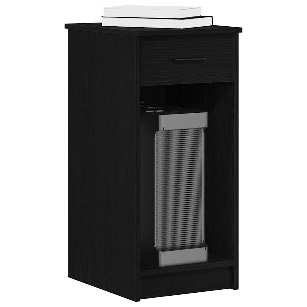 vidaXL Computer Tower Stand with Drawer Black 35x45x77 cm