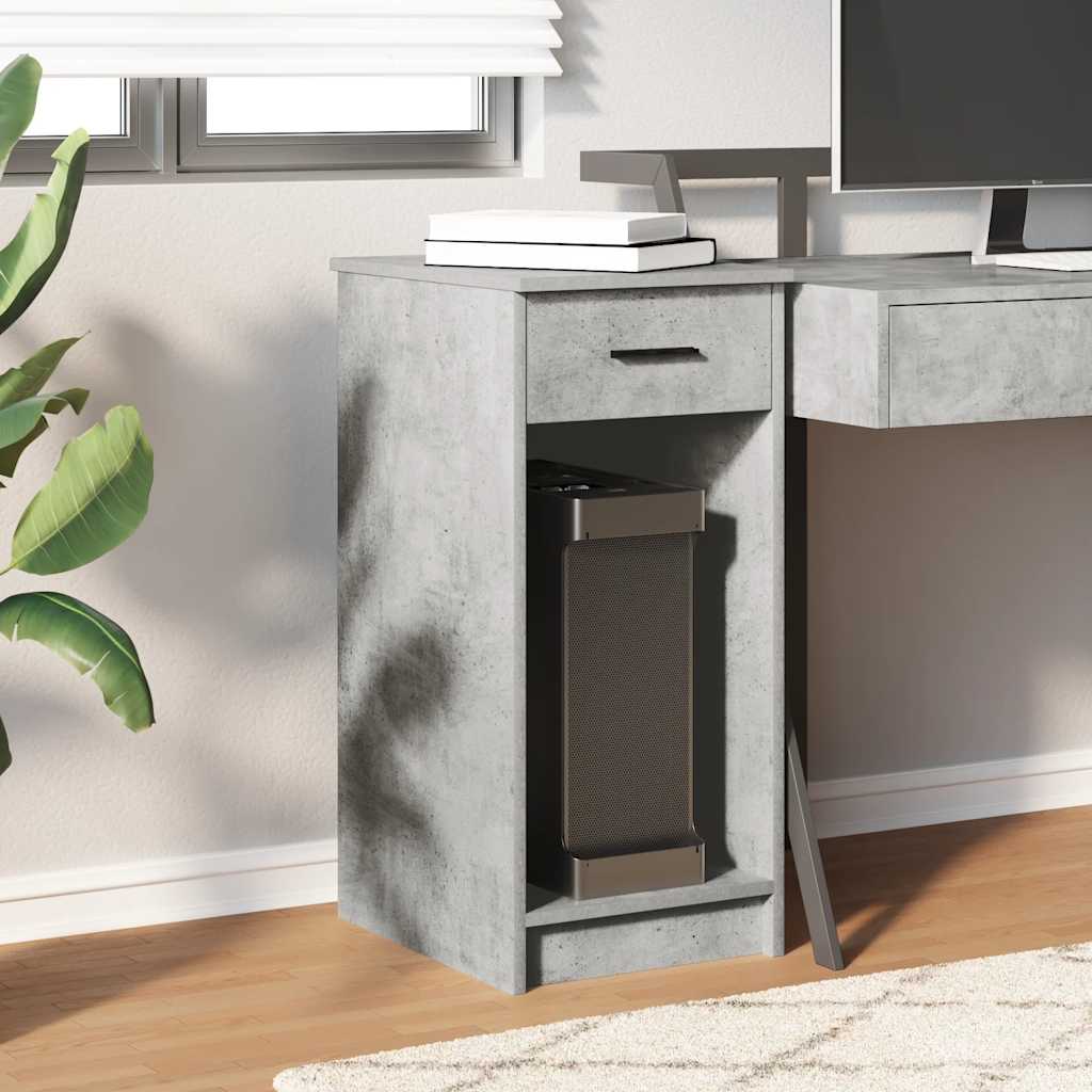 vidaXL Computer Tower Stand with Drawer Concrete Grey 35x45x77 cm