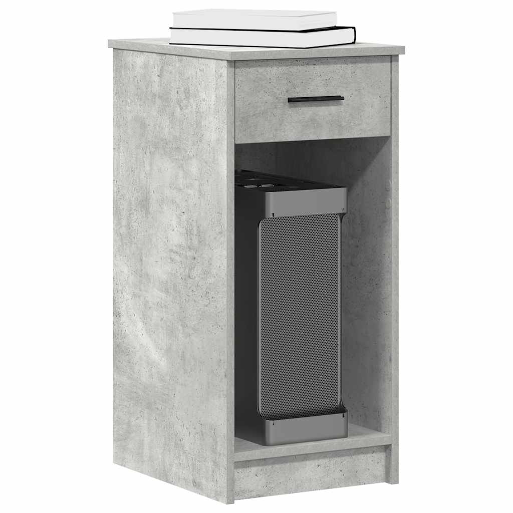 vidaXL Computer Tower Stand with Drawer Concrete Grey 35x45x77 cm