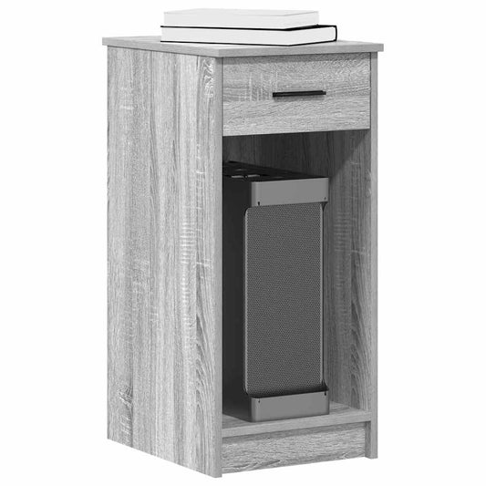 vidaXL Computer Tower Stand with Drawer Grey Sonoma 35x45x77 cm