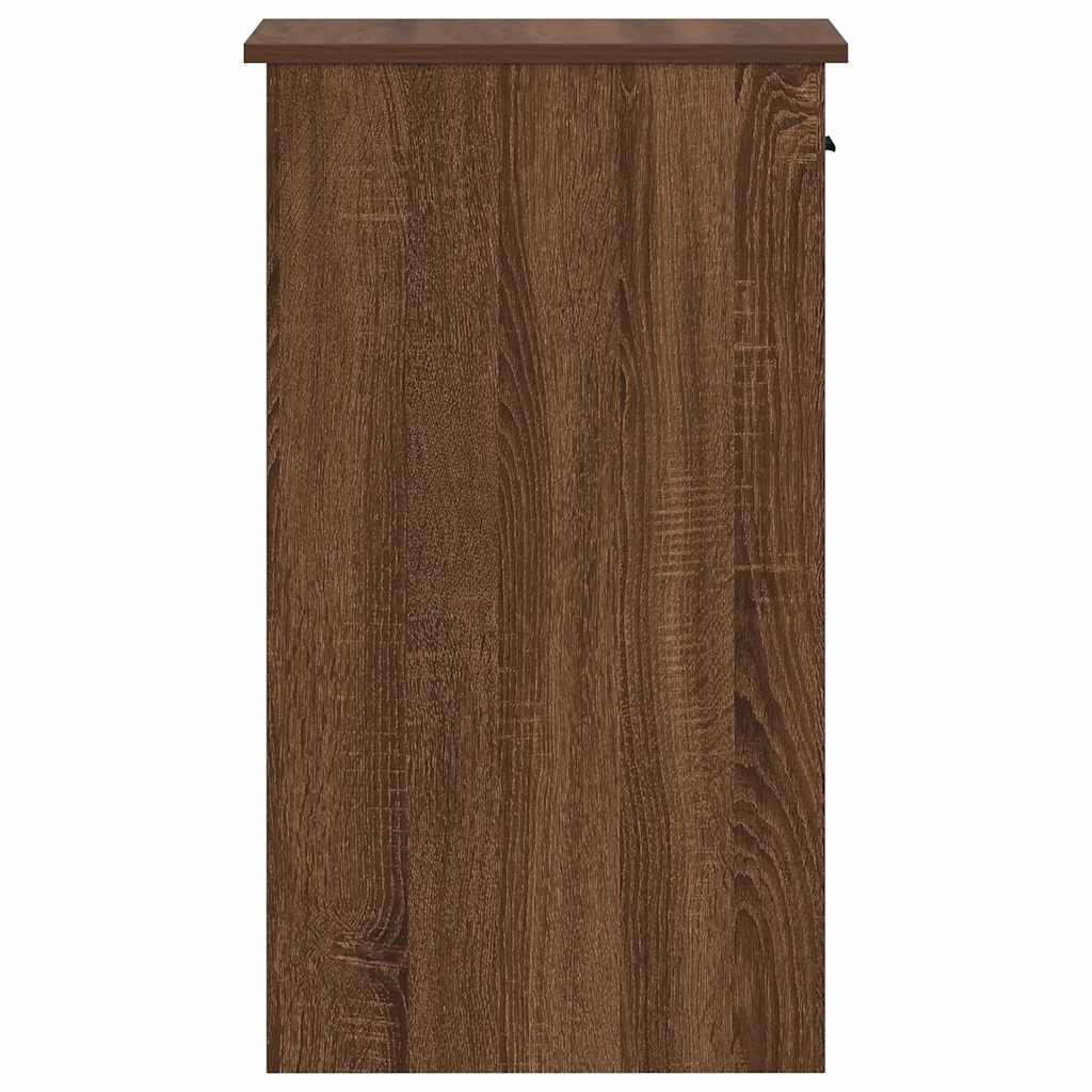 vidaXL Computer Tower Stand with Drawer Brown Oak 35x45x77 cm